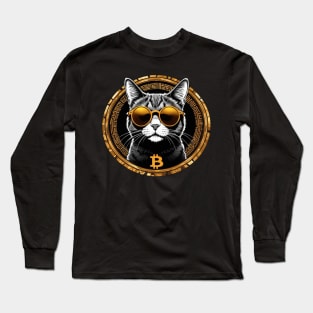 Bitcoin Sunglasses Cat Long Sleeve T-Shirt